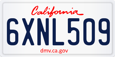 CA license plate 6XNL509