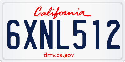 CA license plate 6XNL512