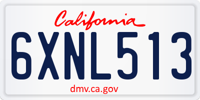 CA license plate 6XNL513
