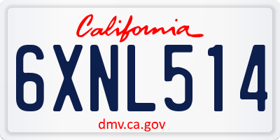 CA license plate 6XNL514