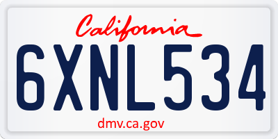 CA license plate 6XNL534
