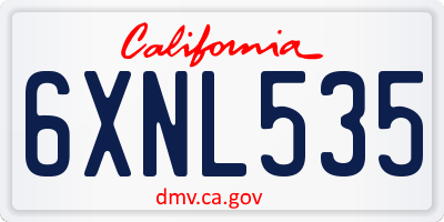 CA license plate 6XNL535