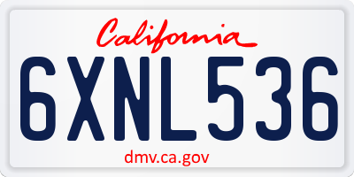CA license plate 6XNL536