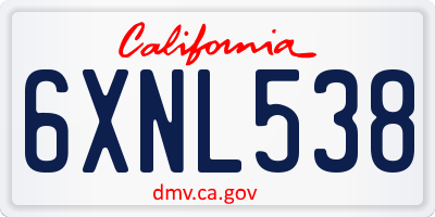 CA license plate 6XNL538