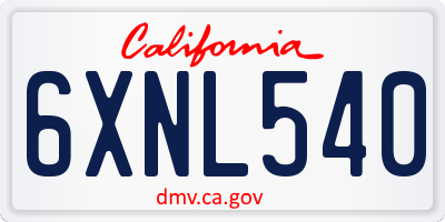 CA license plate 6XNL540
