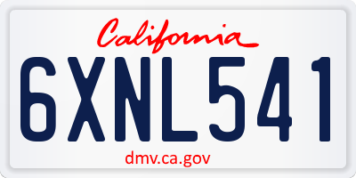 CA license plate 6XNL541