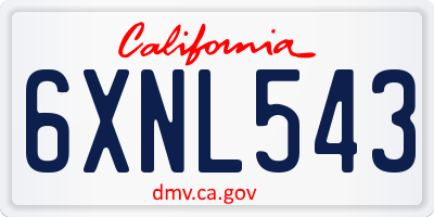 CA license plate 6XNL543