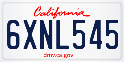 CA license plate 6XNL545