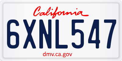 CA license plate 6XNL547