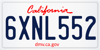 CA license plate 6XNL552