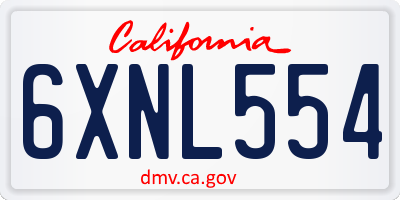 CA license plate 6XNL554