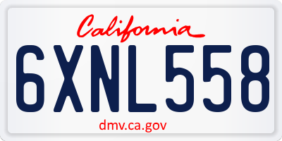 CA license plate 6XNL558