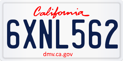 CA license plate 6XNL562