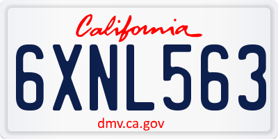 CA license plate 6XNL563