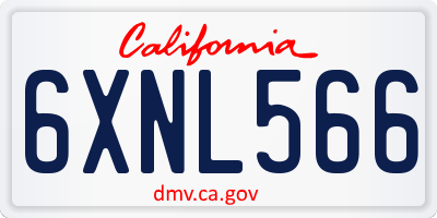 CA license plate 6XNL566