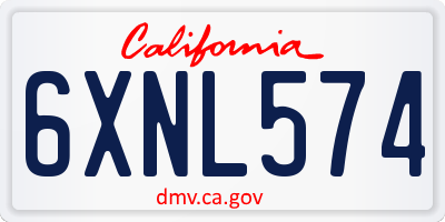 CA license plate 6XNL574