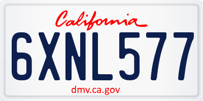 CA license plate 6XNL577