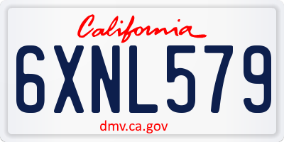 CA license plate 6XNL579