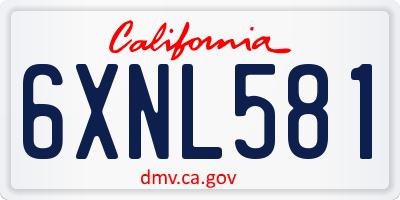 CA license plate 6XNL581