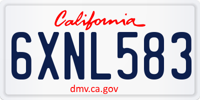 CA license plate 6XNL583