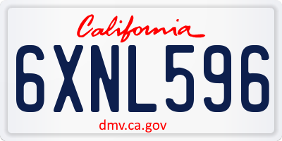 CA license plate 6XNL596