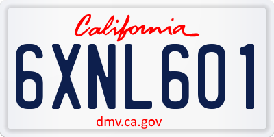 CA license plate 6XNL601