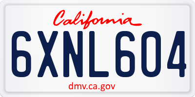 CA license plate 6XNL604