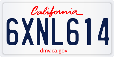 CA license plate 6XNL614