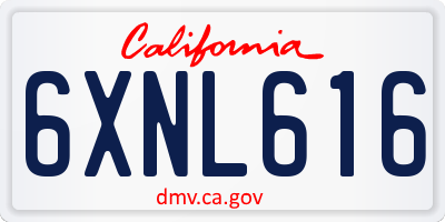 CA license plate 6XNL616