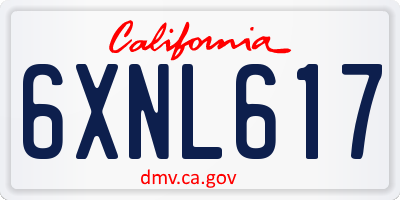 CA license plate 6XNL617