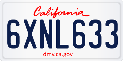 CA license plate 6XNL633