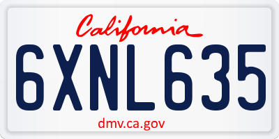 CA license plate 6XNL635