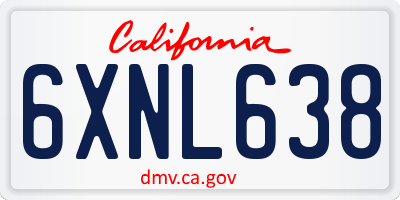 CA license plate 6XNL638