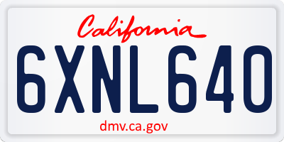 CA license plate 6XNL640