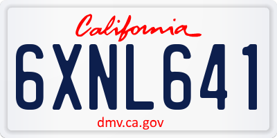 CA license plate 6XNL641