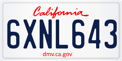 CA license plate 6XNL643