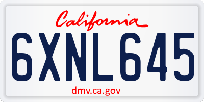CA license plate 6XNL645