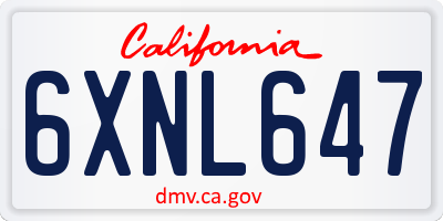 CA license plate 6XNL647