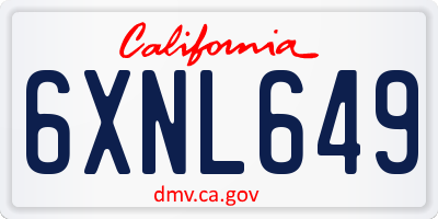CA license plate 6XNL649