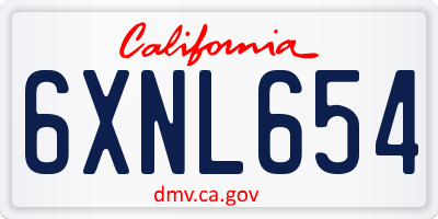 CA license plate 6XNL654