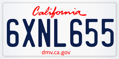CA license plate 6XNL655