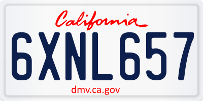 CA license plate 6XNL657