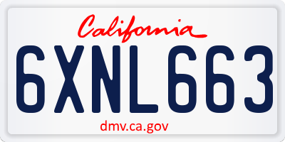 CA license plate 6XNL663