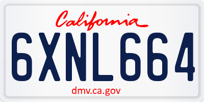 CA license plate 6XNL664
