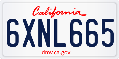 CA license plate 6XNL665