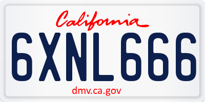 CA license plate 6XNL666