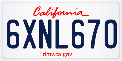 CA license plate 6XNL670