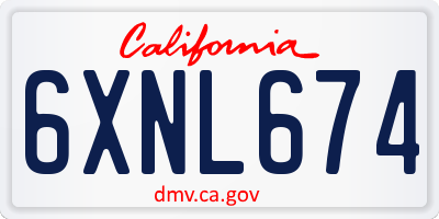 CA license plate 6XNL674