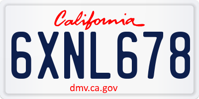 CA license plate 6XNL678