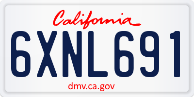 CA license plate 6XNL691
